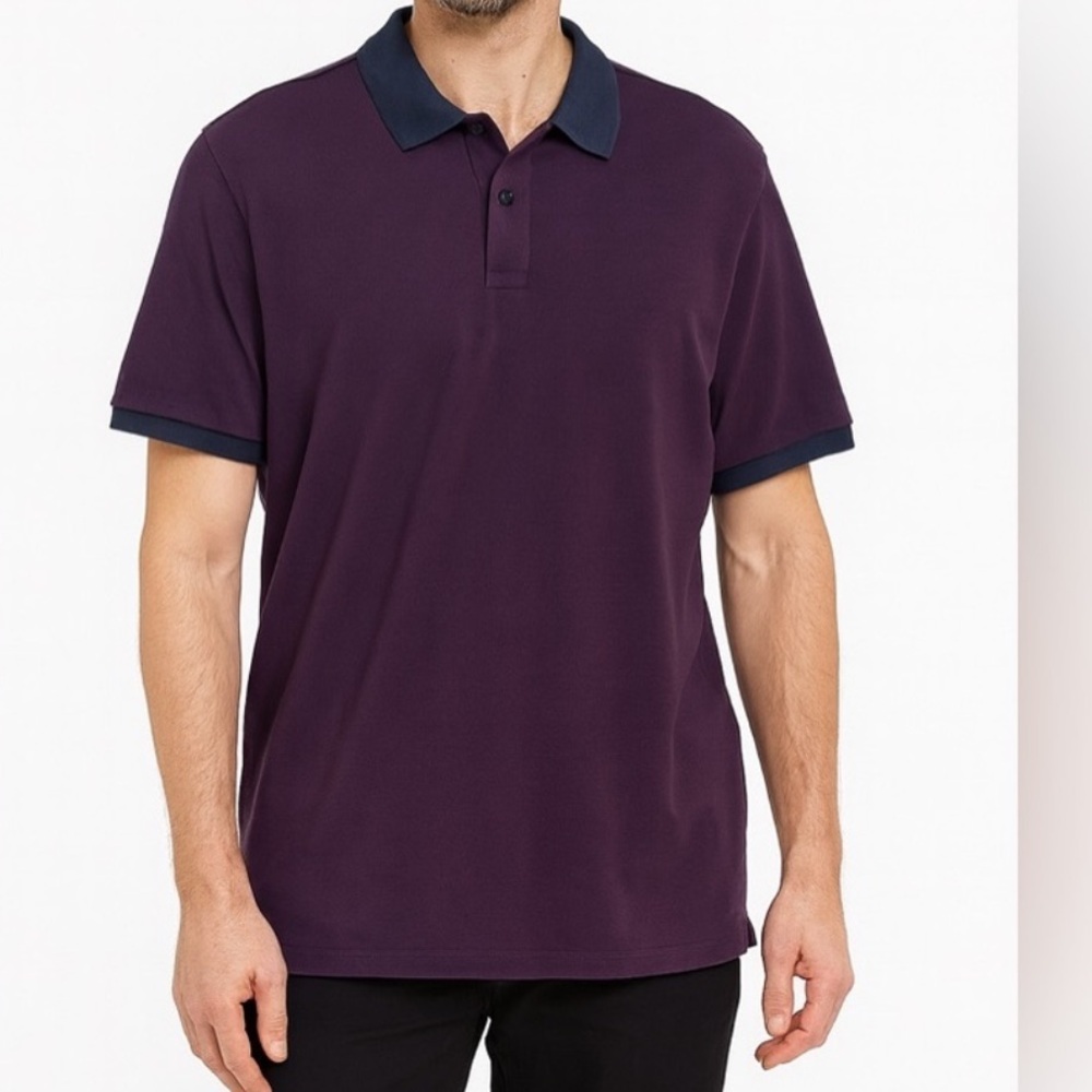 Old Navy Go-Dry Performance Polo Shirt Purple Navy Trim Men’s XL